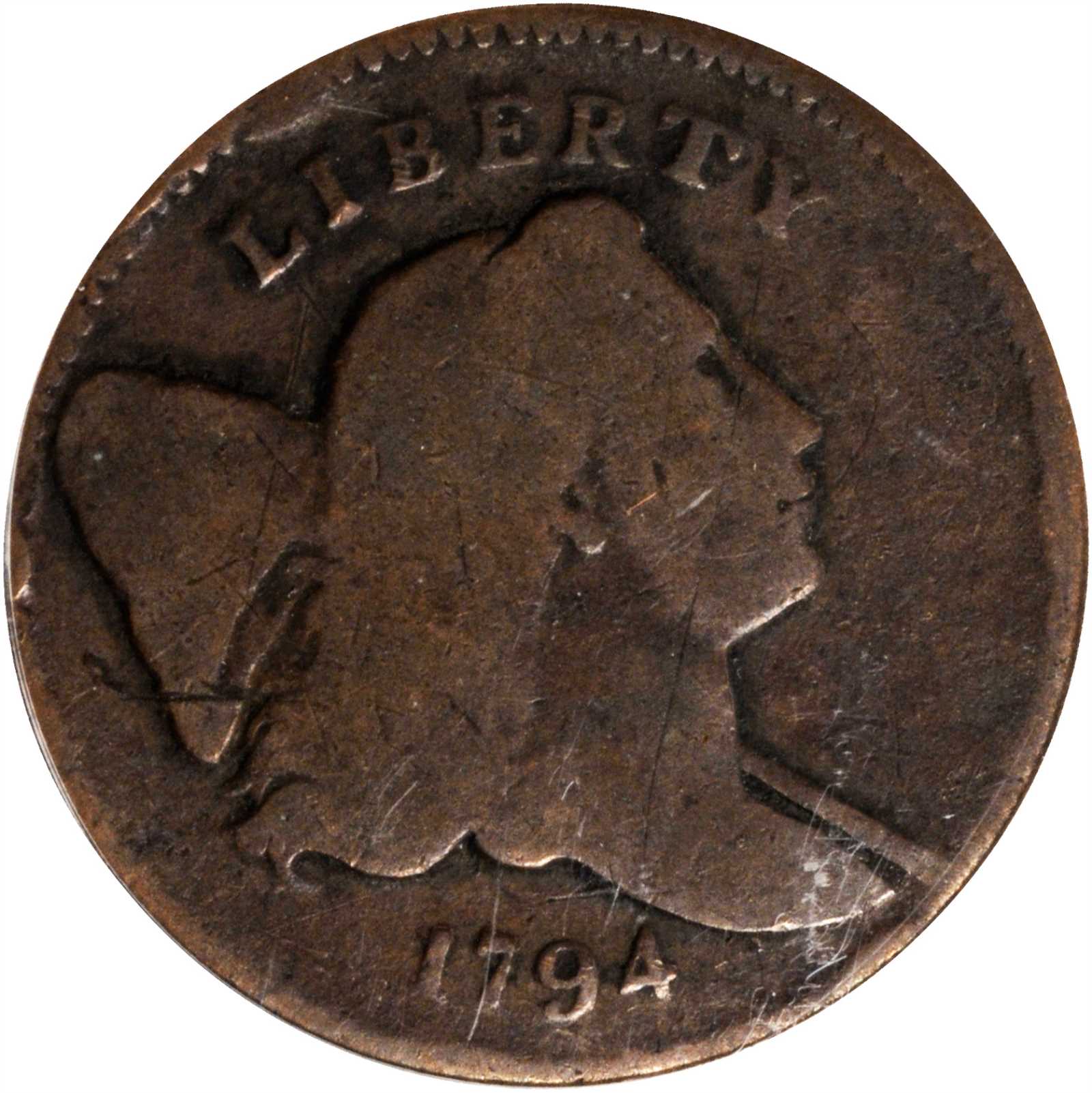 Download 1794 Liberty Cap Half Cent. C-4. Rarity-3. Manley Die Sate 3.0. Normal Head. Good-6 (PCGS). CAC ...