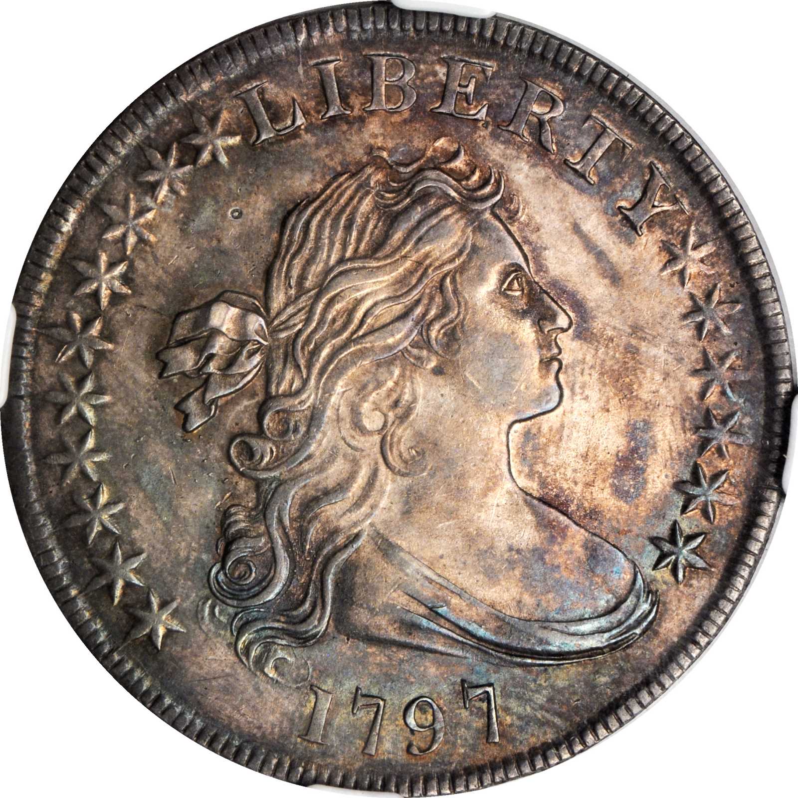 1797 Draped Bust Silver Dollar. BB 71 B 3. Rarity 2. BB Die State