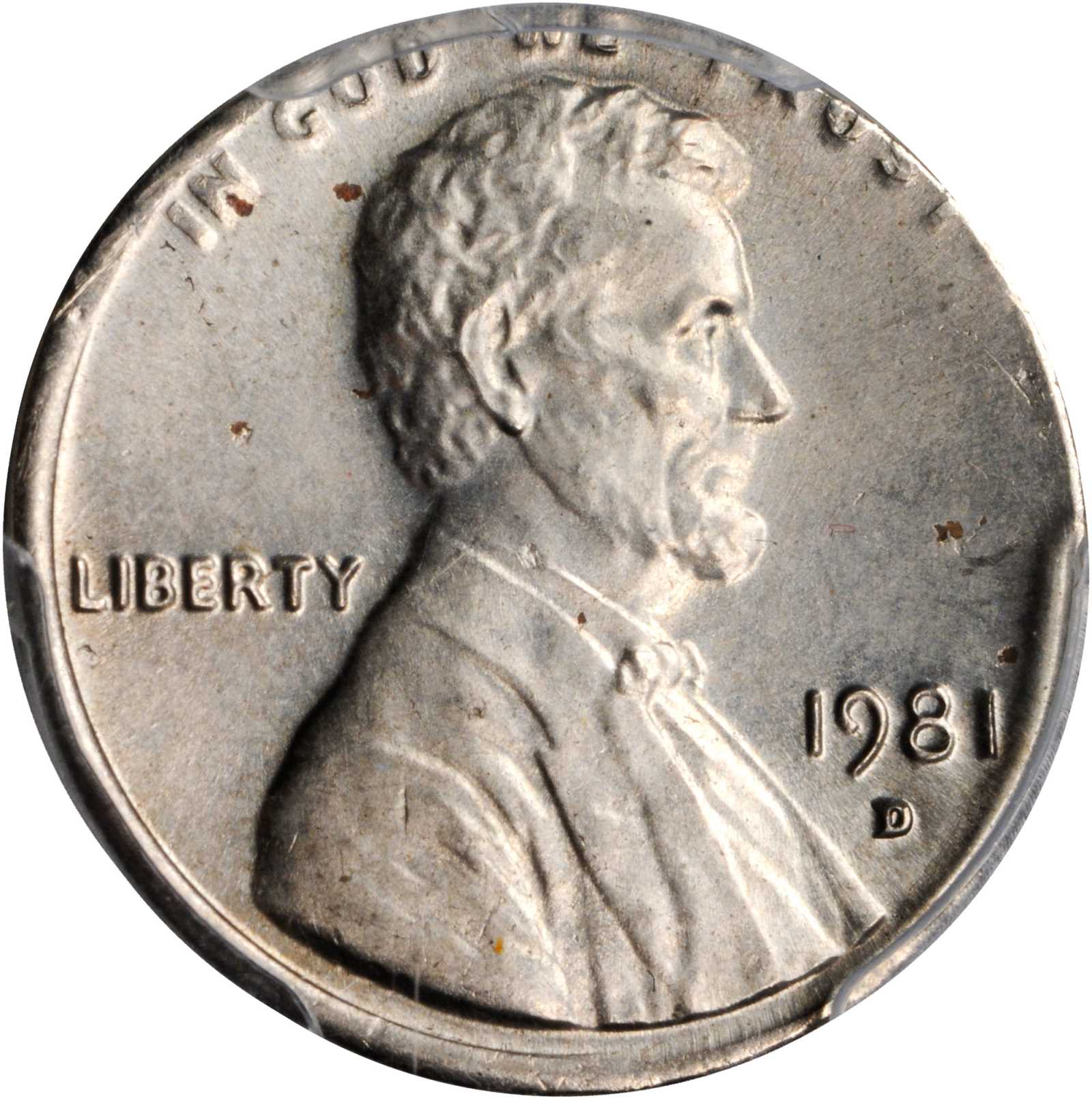 1981-D Lincoln Cent--Struck on a Copper-Nickel Clad Dime