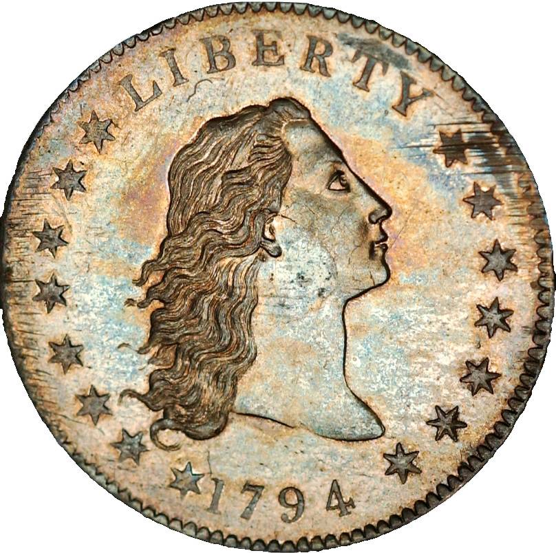 1794 Flowing Hair Silver Dollar. B-1, BB-1, the only known dies. Rarity-4.  BB Die State I. Silver Plug. Specimen-66 (PCGS). CAC. | Stacks Bowers