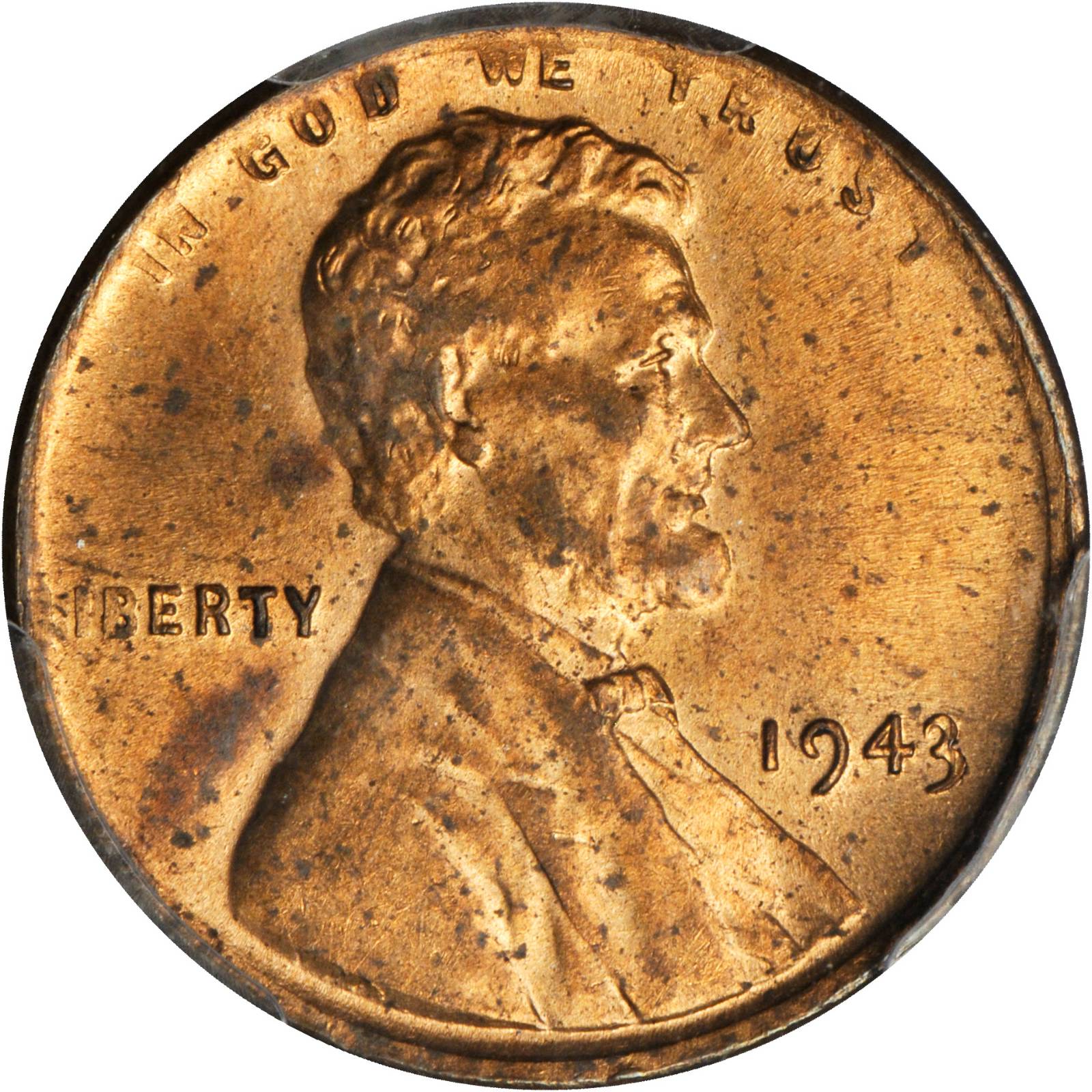 1943 Lincoln Cent--Struck on Unknown Planchet--MS-63 RD (PCGS).