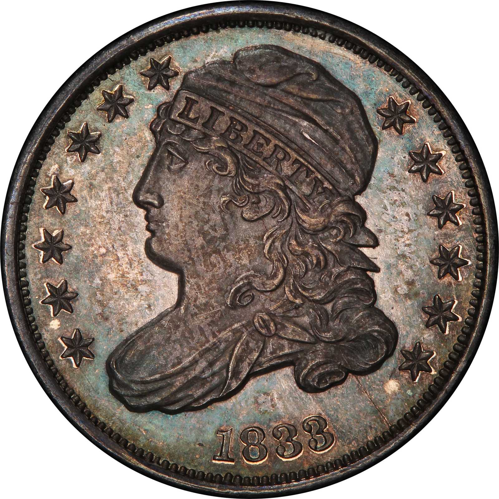 1833 Capped Bust Dime. John Reich-2. Rarity-8 as a Proof. Proof-66 