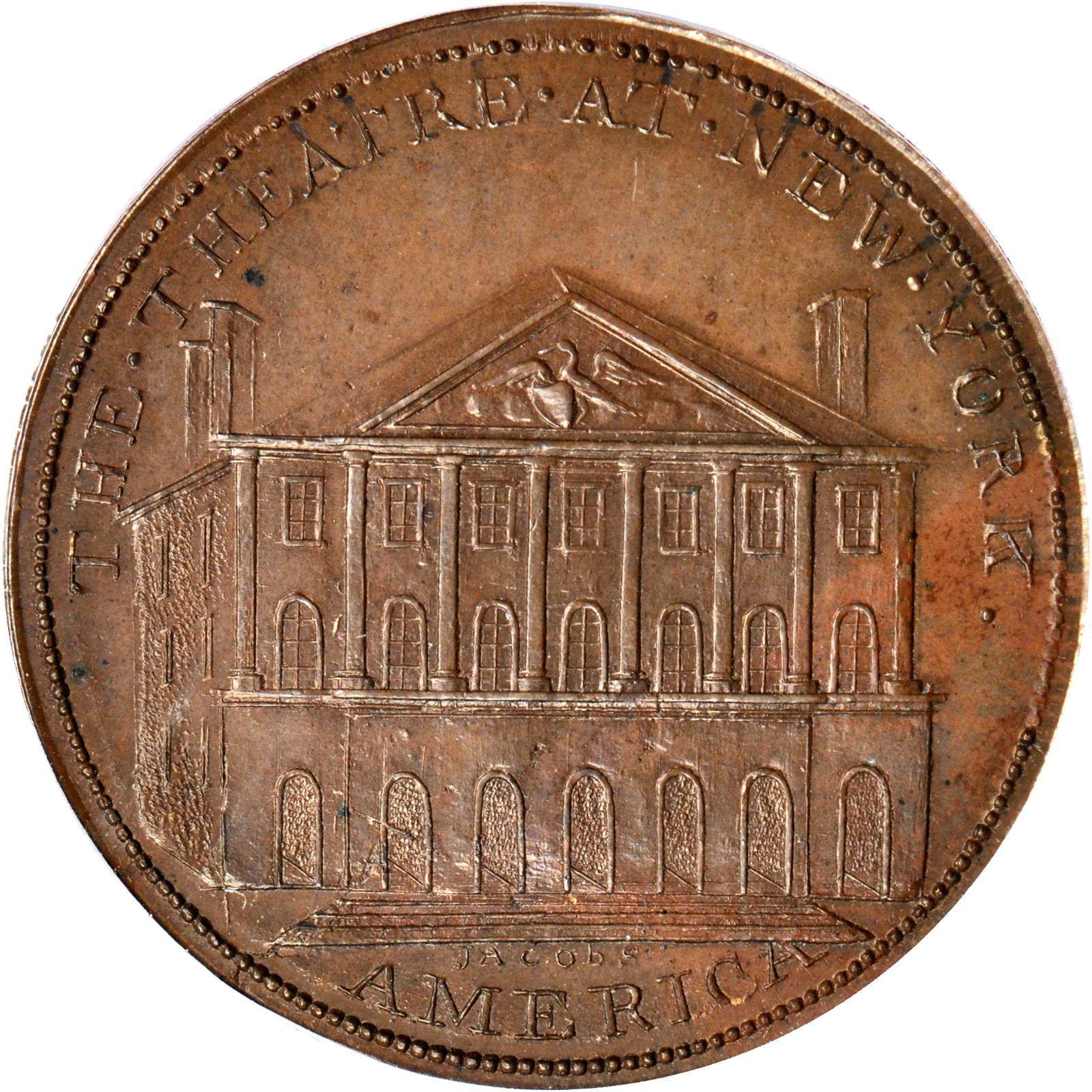 Undated (Circa 1797-98) New York Theatre Penny Token. W-9080, D&H-167,  M'dsx. URS-6. Proof-65 BN (PCGS). | Stacks Bowers
