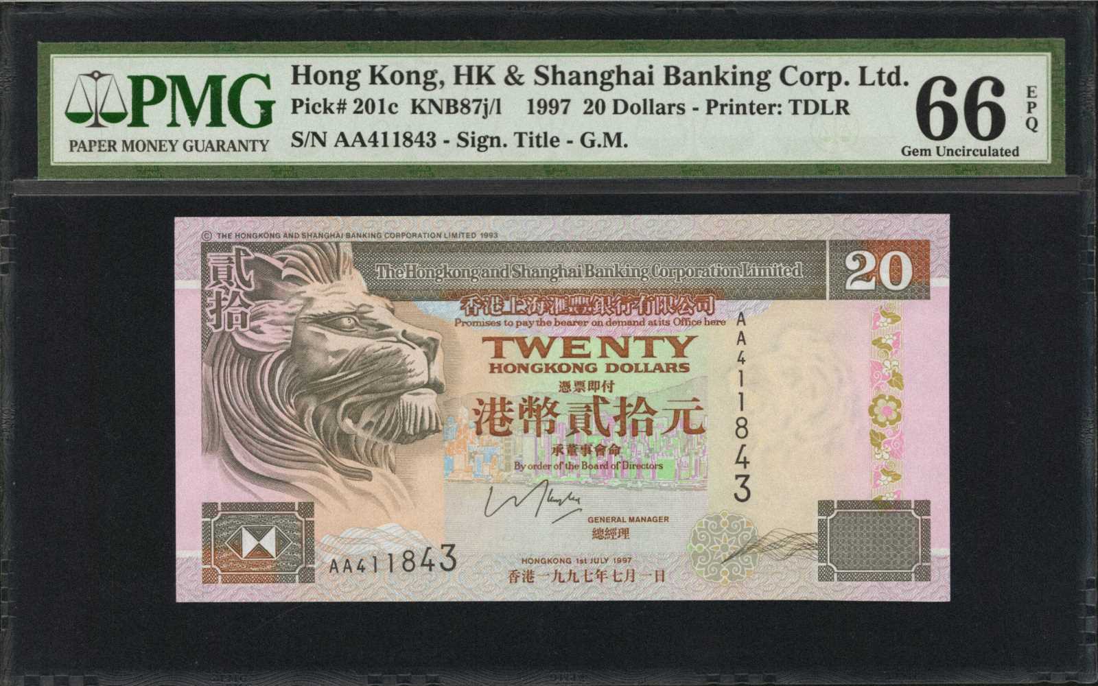 HONG KONG. Hong Kong & Shanghai Banking Corporation. 20 to 1000