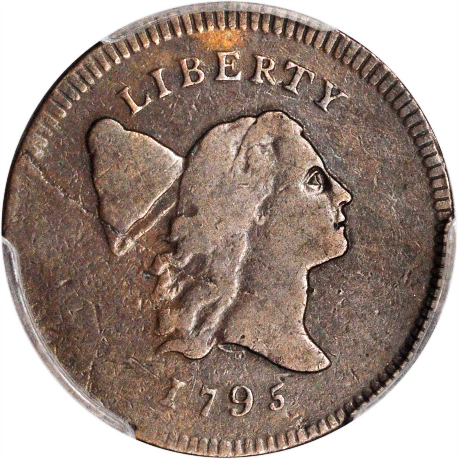 Download 1795 Liberty Cap Half Cent. C-5a. Rarity-3. Plain Edge, No Pole. Thin Planchet. Fine-15 (PCGS ...