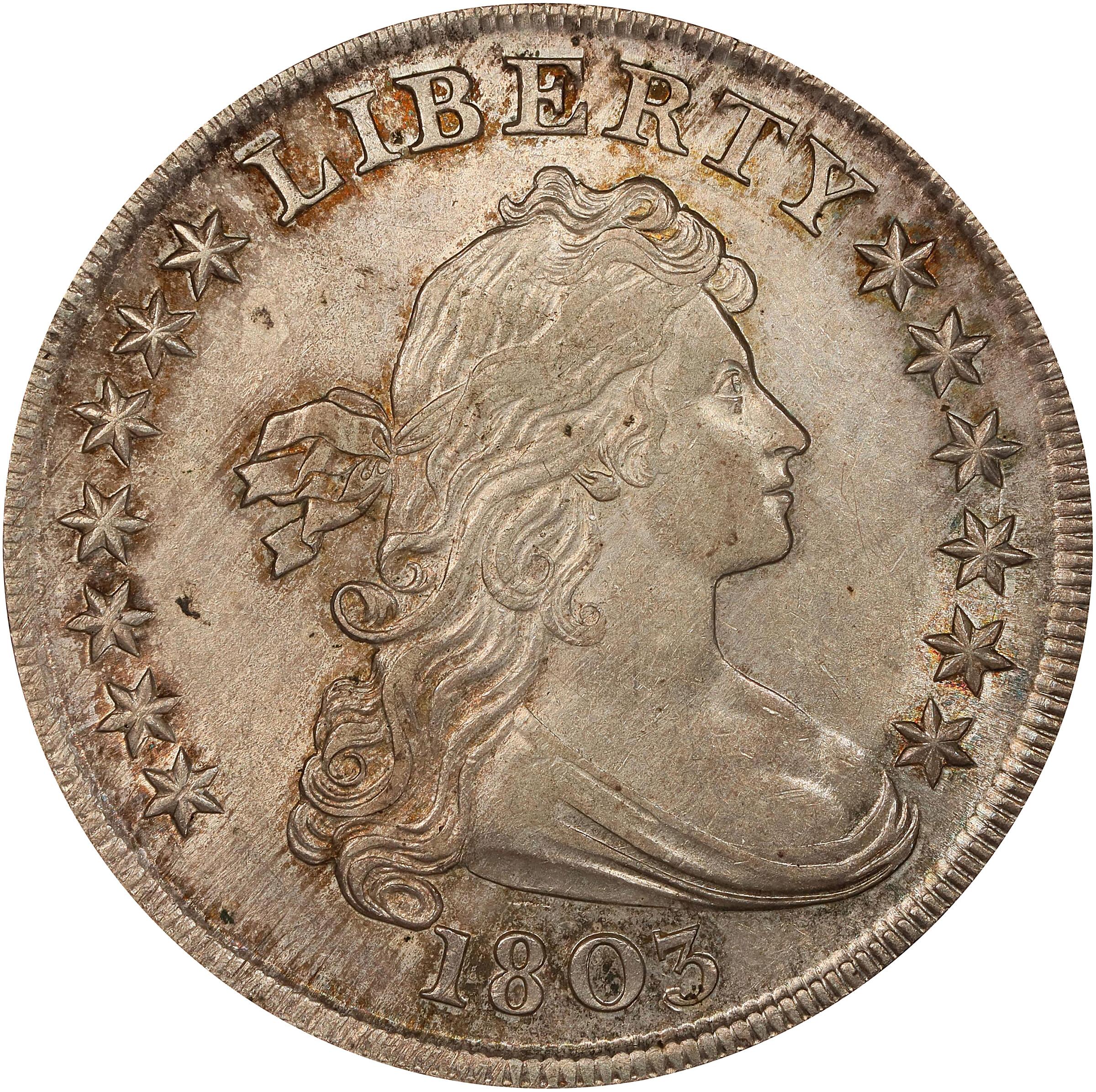 1803 Draped Bust Silver Dollar. BB-255, B-6. Rarity-2. Large 3. MS 