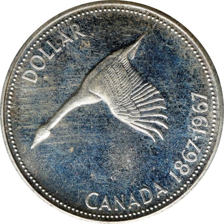 CANADA. Mint Error -- Rotated Dies Diving Goose -- Dollar, 1967. Ottawa  Mint. Elizabeth II. ANACS MS-66 Prooflike Cameo.