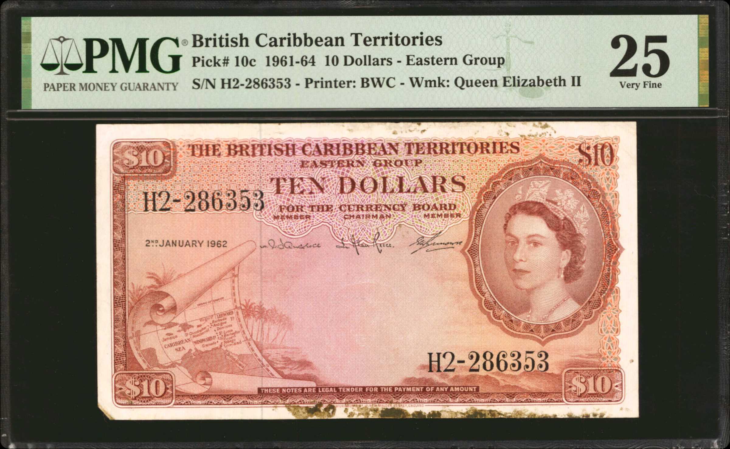 人気絶頂 Rupee World World India Banknote Banknotes George Grading BRITISH  CARIBBEAN Collectors VI TERRITORIES 1 Series Dollar【1961】『PCGS Son Grading  Very Fine by 30』 紙幣