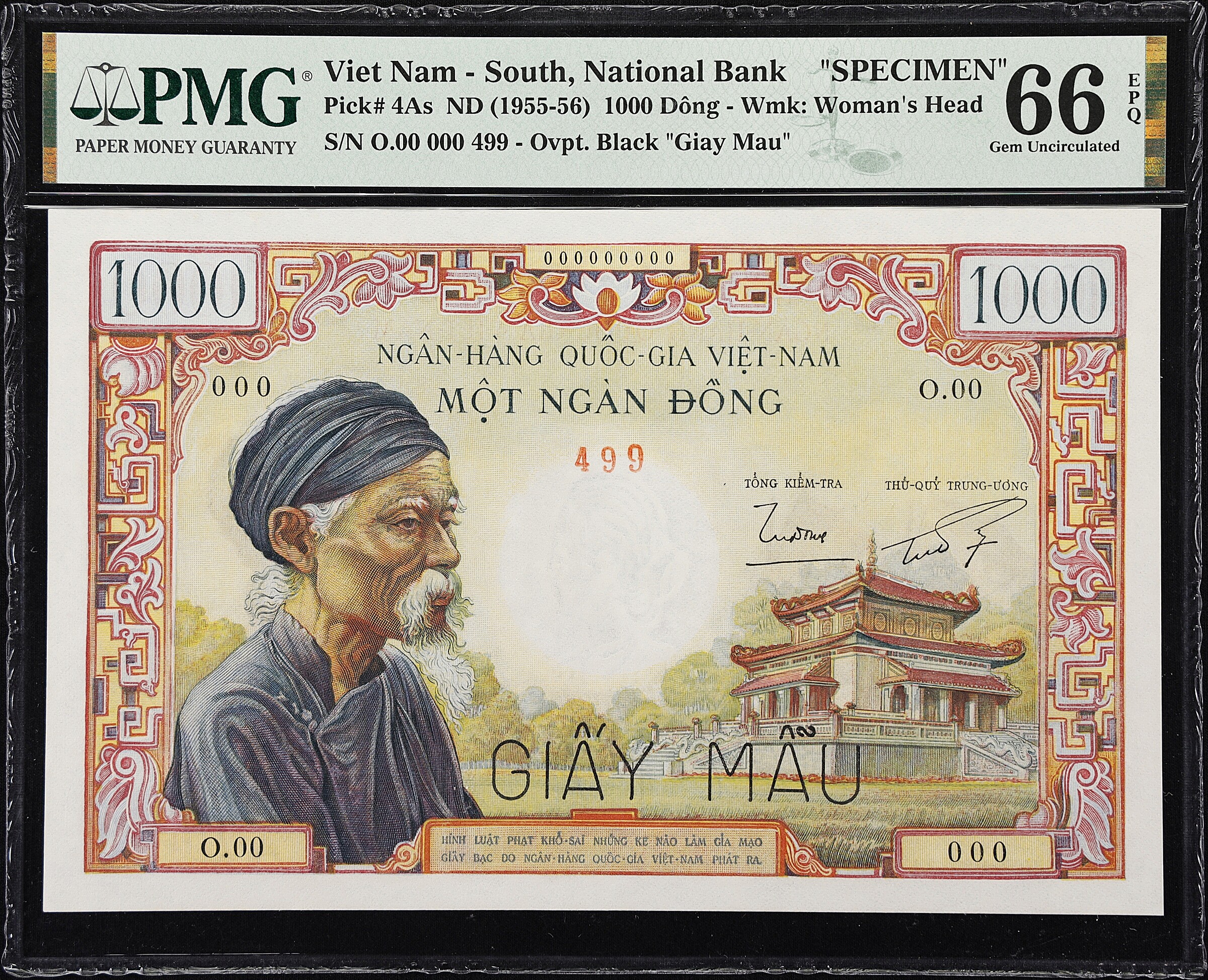 VIETNAM, SOUTH. National Bank. 1000 Dong, ND (1955-56). P-4As