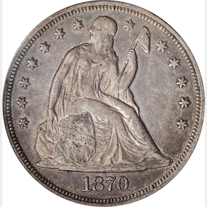 1870-CC Liberty Seated Silver Dollar. OC-1. Rarity-4-. EF-45 (PCGS