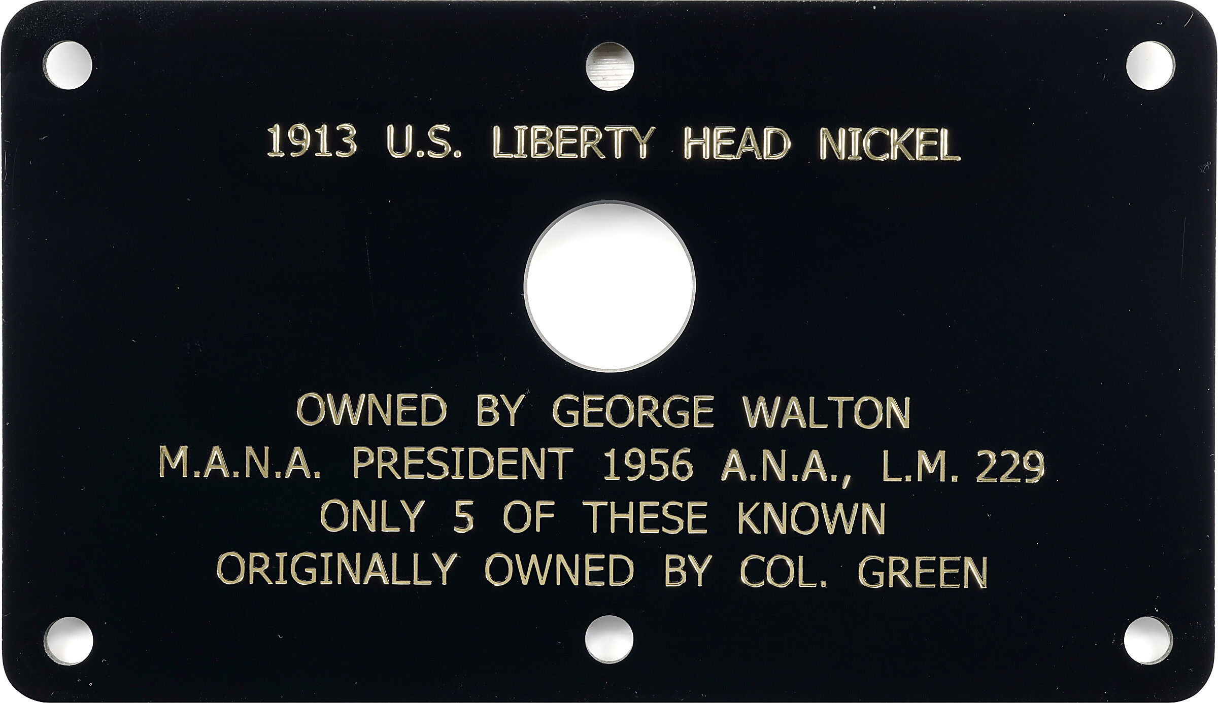 Custom Black Plastic Holder for the Walton Specimen of the 1913 