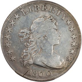 1800 Draped Bust Silver Dollar. BB-192, B-19. Rarity-2. AMERICAI. Fine Details--Polished (PCGS).