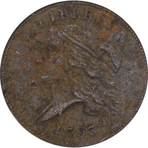 1853 Braided Hair Half Cent. C-1, the only known dies. Rarity-1. MS-66 BN  (PCGS).