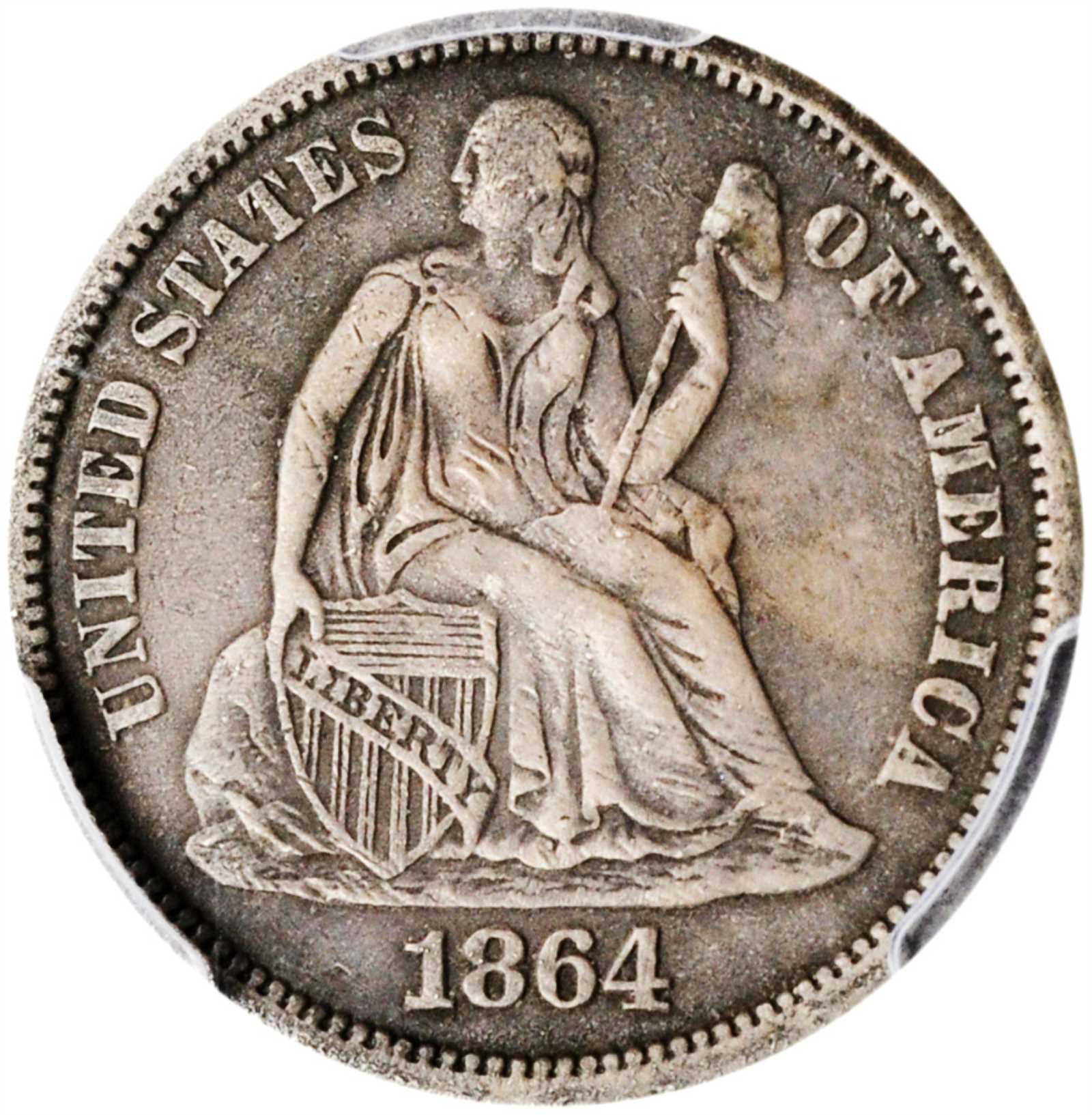 1864-S Liberty Seated Dime. Fortin-101, the only known dies. Rarity-4 ...