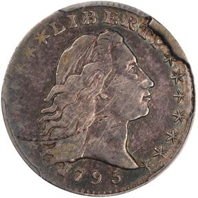 1795 Flowing Hair Half Dime. LM-10, V-4. Rarity-3. Double Struck. VF Details--Cleaned (PCGS).
