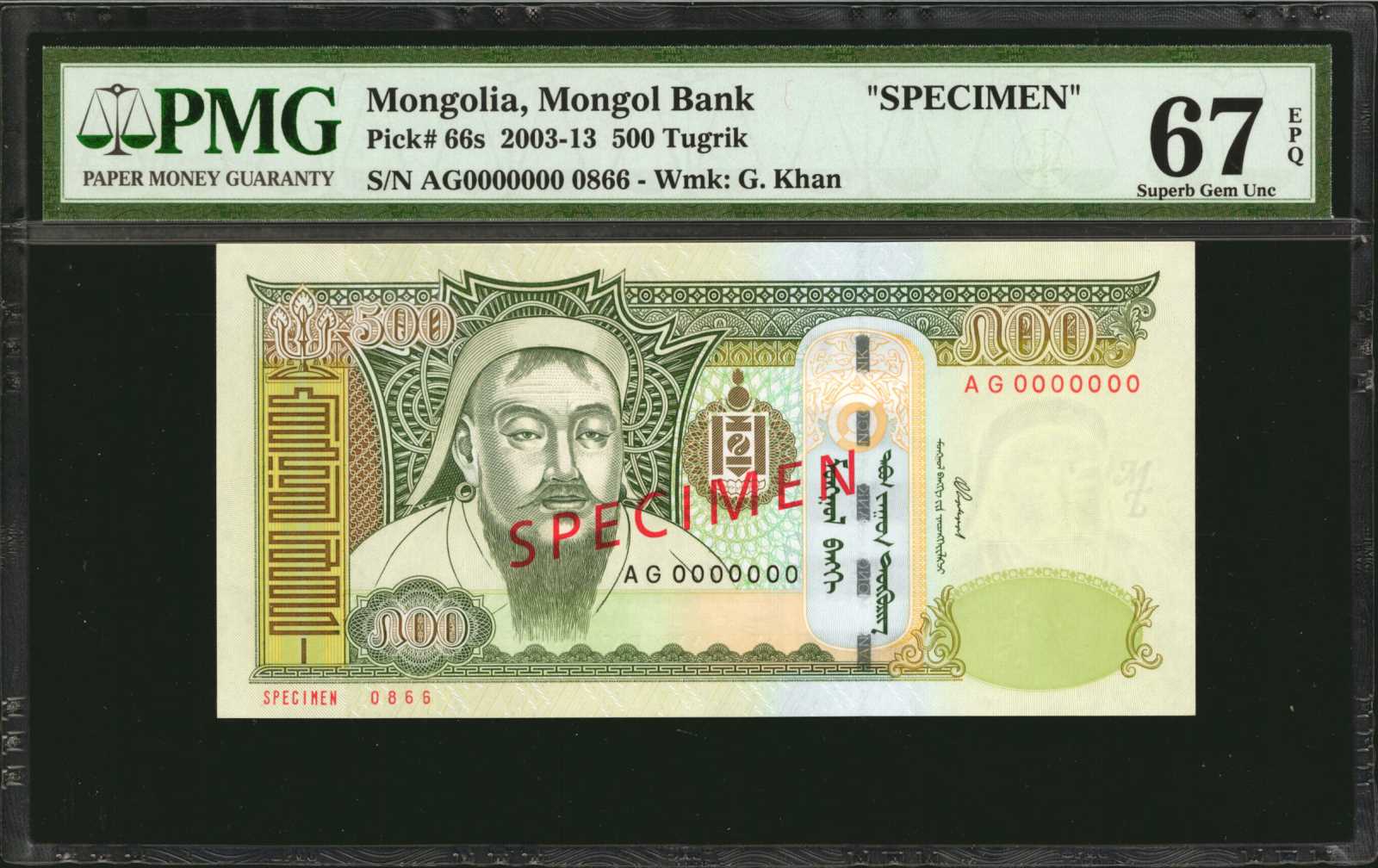 MONGOLIA. Mongol Bank. 500 & 5000 Tugrik, 2003-13. P-66s & 68s