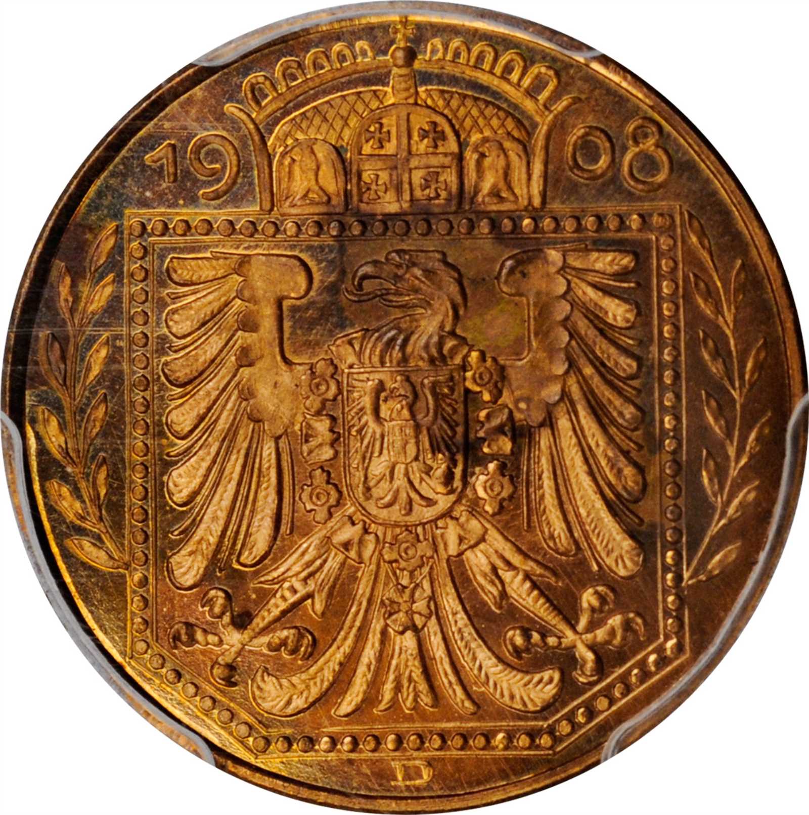 Germany Copper 25 Pfennig Pattern 1908 D Munich Mint Pcgs Specimen 64 Red Brown Gold Shield Stacks Bowers