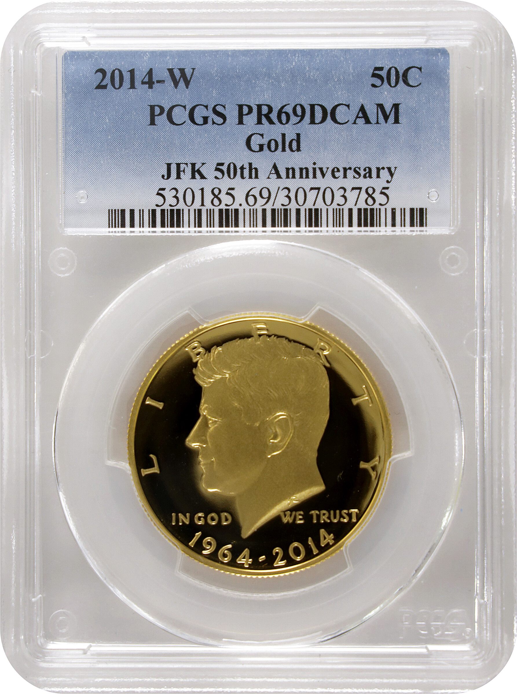 0.75 oz, 23.328 g AGW). 2014-W Gold Kennedy Half Dollar. Proof-69 Deep  Cameo (PCGS).