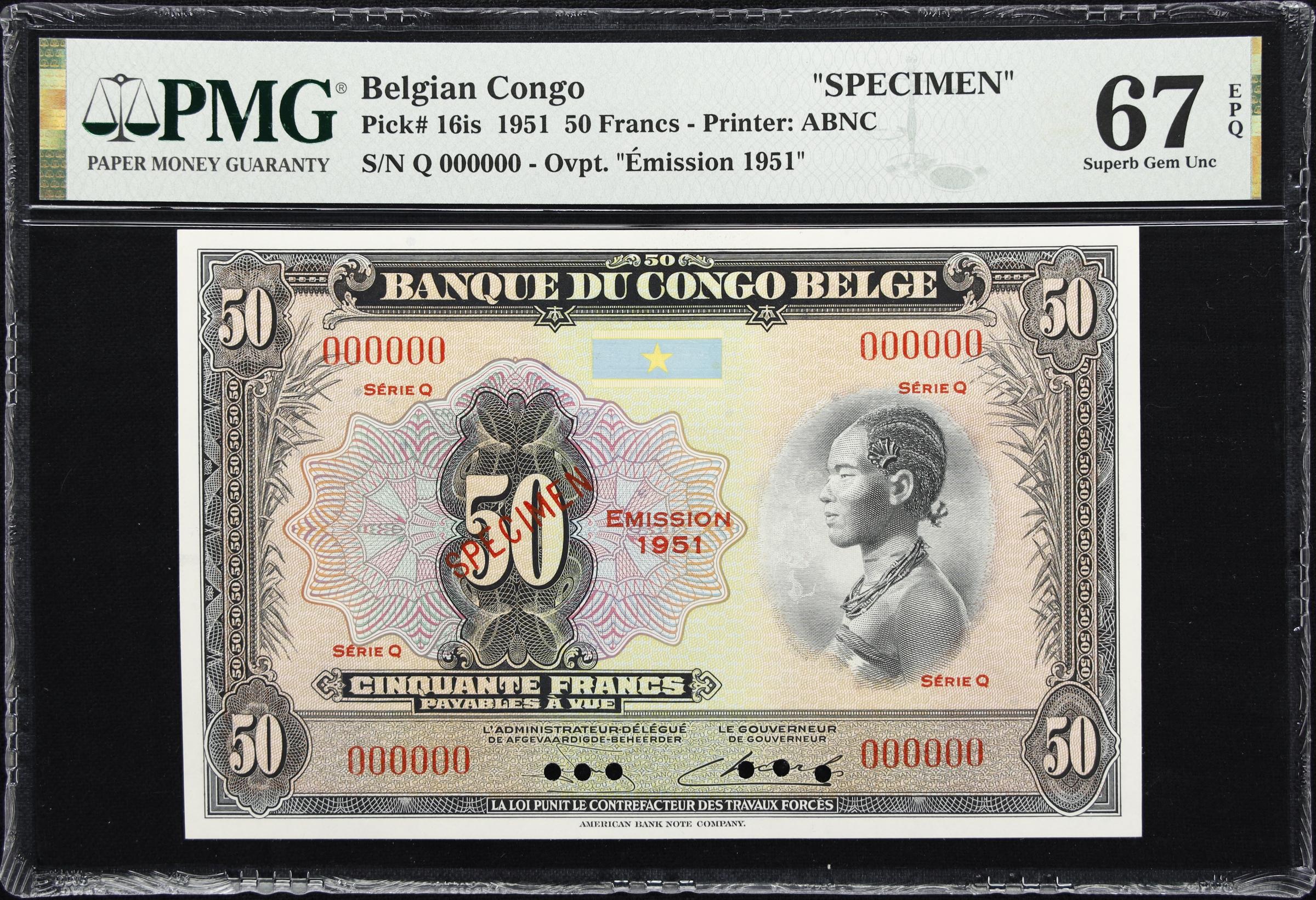 BELGIAN CONGO. Banque du Congo Belge. 50 Francs