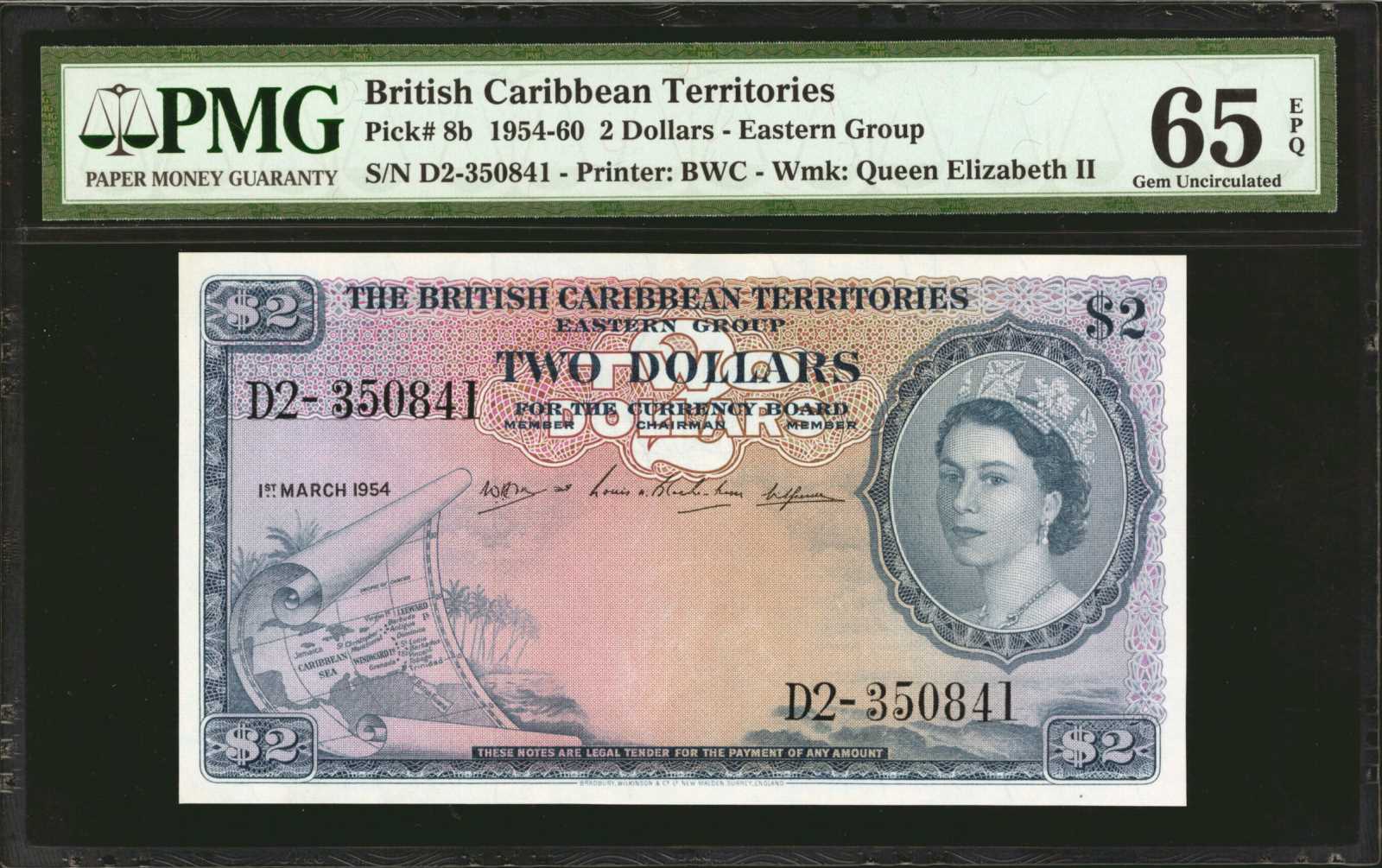 British territories. British Caribbean Banknote.