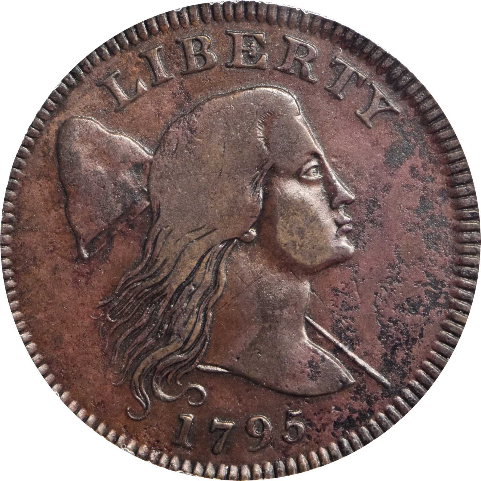 1795 1C Plain Edge, BN (Regular Strike) Flowing Hair Large Cent