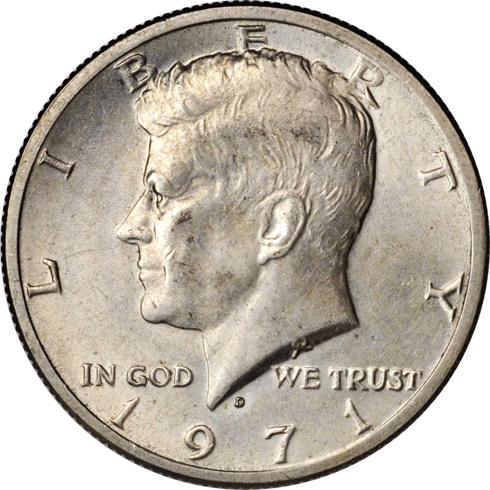 1971-D Kennedy Half Dollar--Struck on a 40% Silver Planchet--AU-58 ...