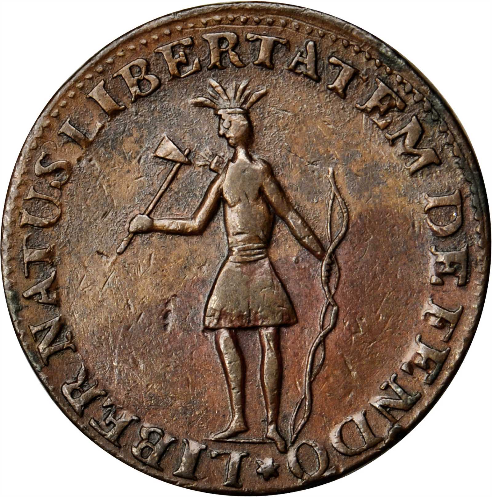 1787 New York Excelsior copper. Standing Indian New York Arms