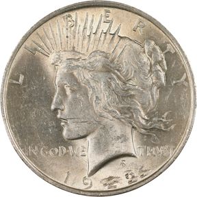 1922 Peace Silver Dollar. Struck Through Obverse. MS-62 (PCGS).