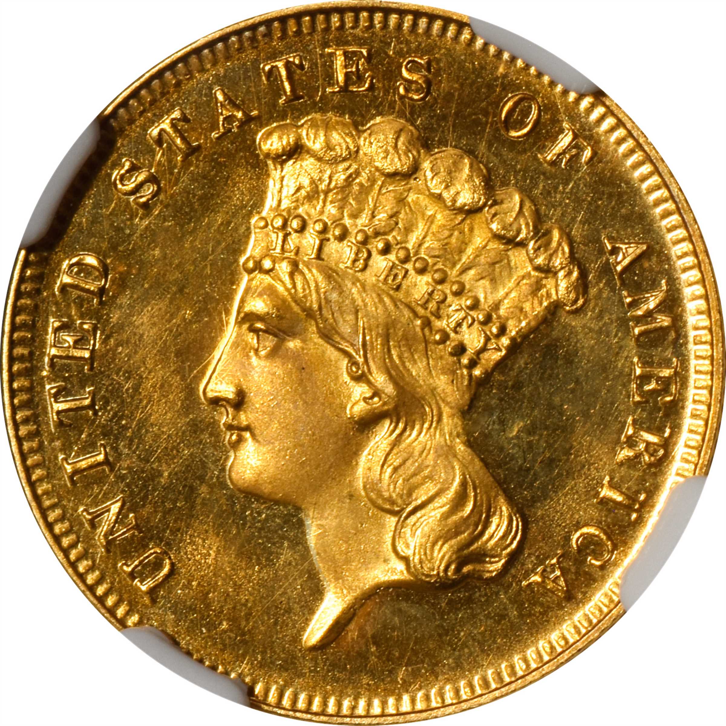 1873 Three-Dollar Gold Piece. JD-1. Rarity-7-. Open 3. Original