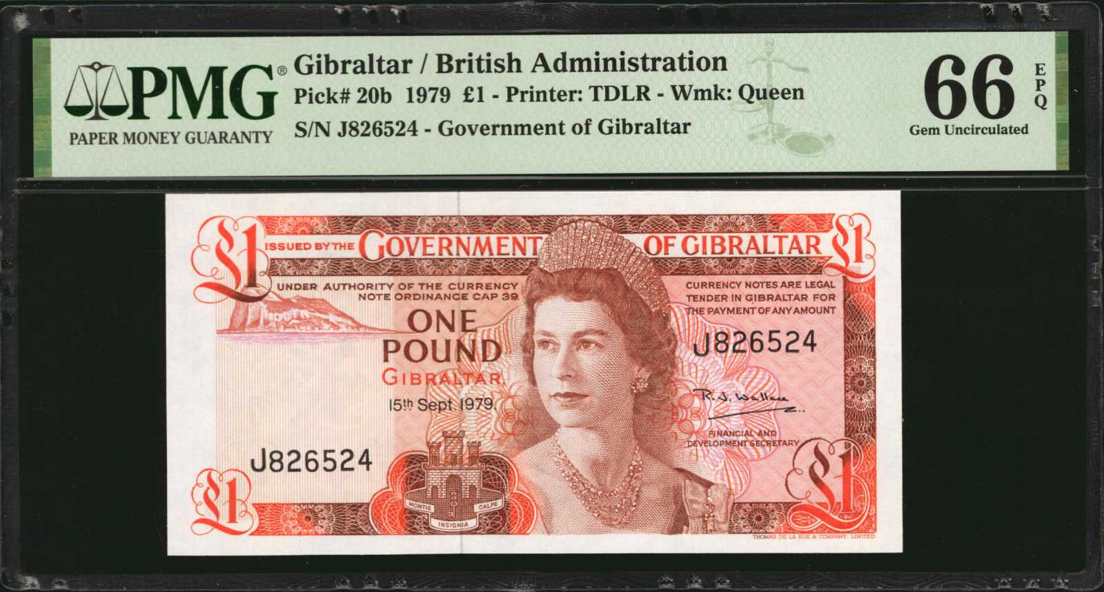 GIBRALTAR. Government of Gibraltar. 1 Pound, 1979. P-20b. PMG Gem