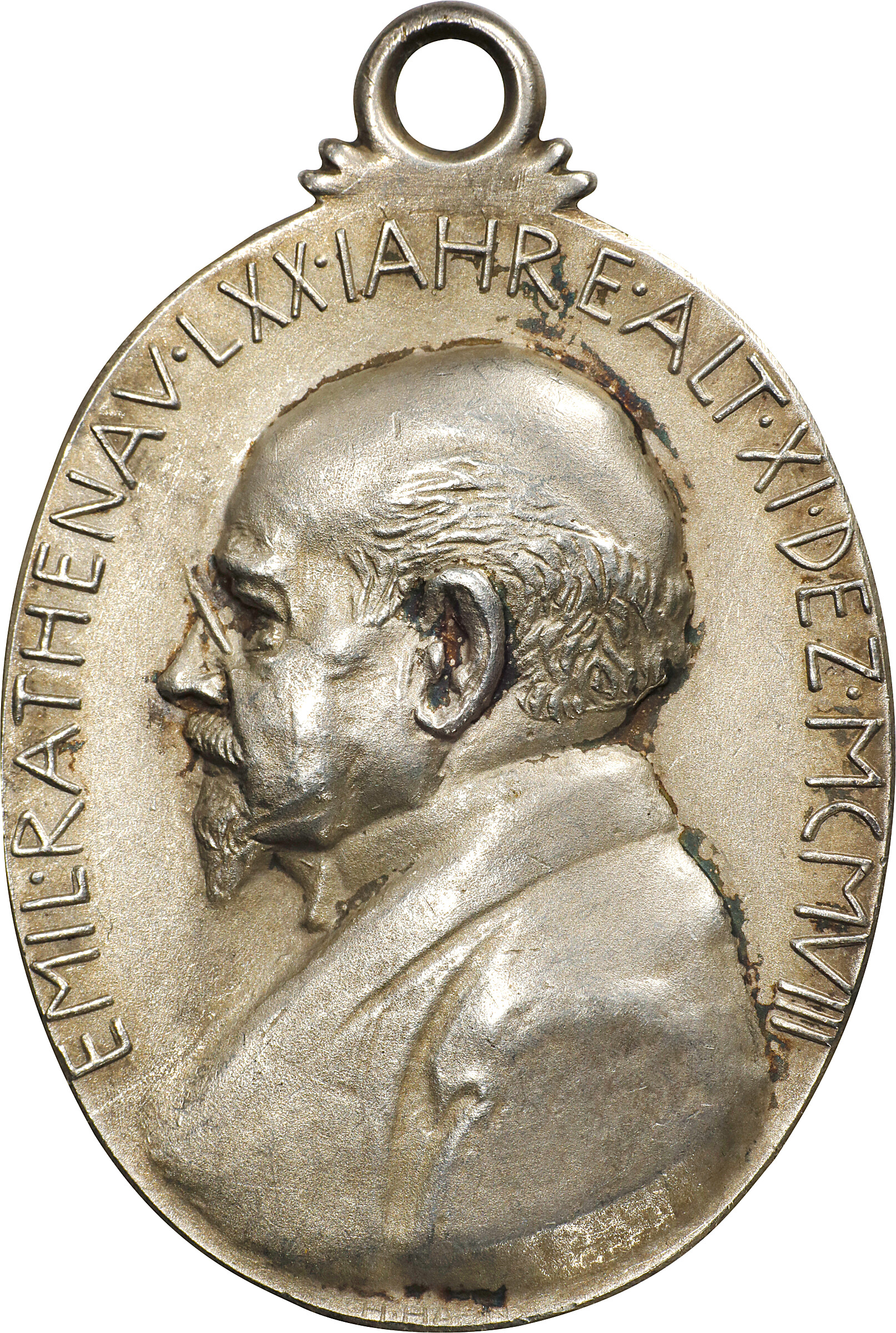 GERMANY. Empire. 70th Birthday of Emil Rathenau Silver Medal, 1908. ABOUT  UNCIRCULATED. | Stacks Bowers