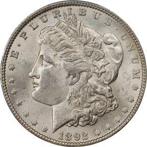 1892 Morgan Silver Dollar. MS-63 (PCGS).