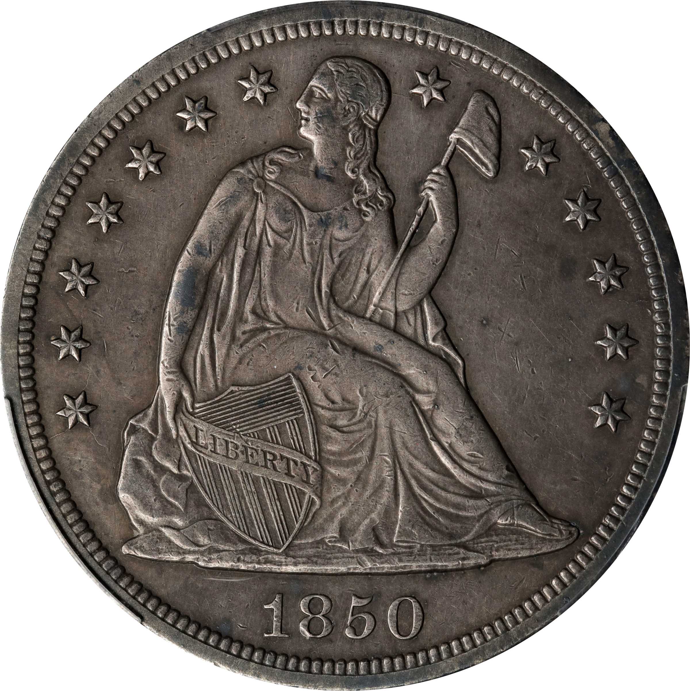 1850O Liberty Seated Silver Dollar. OC1, the only known dies. Rarity