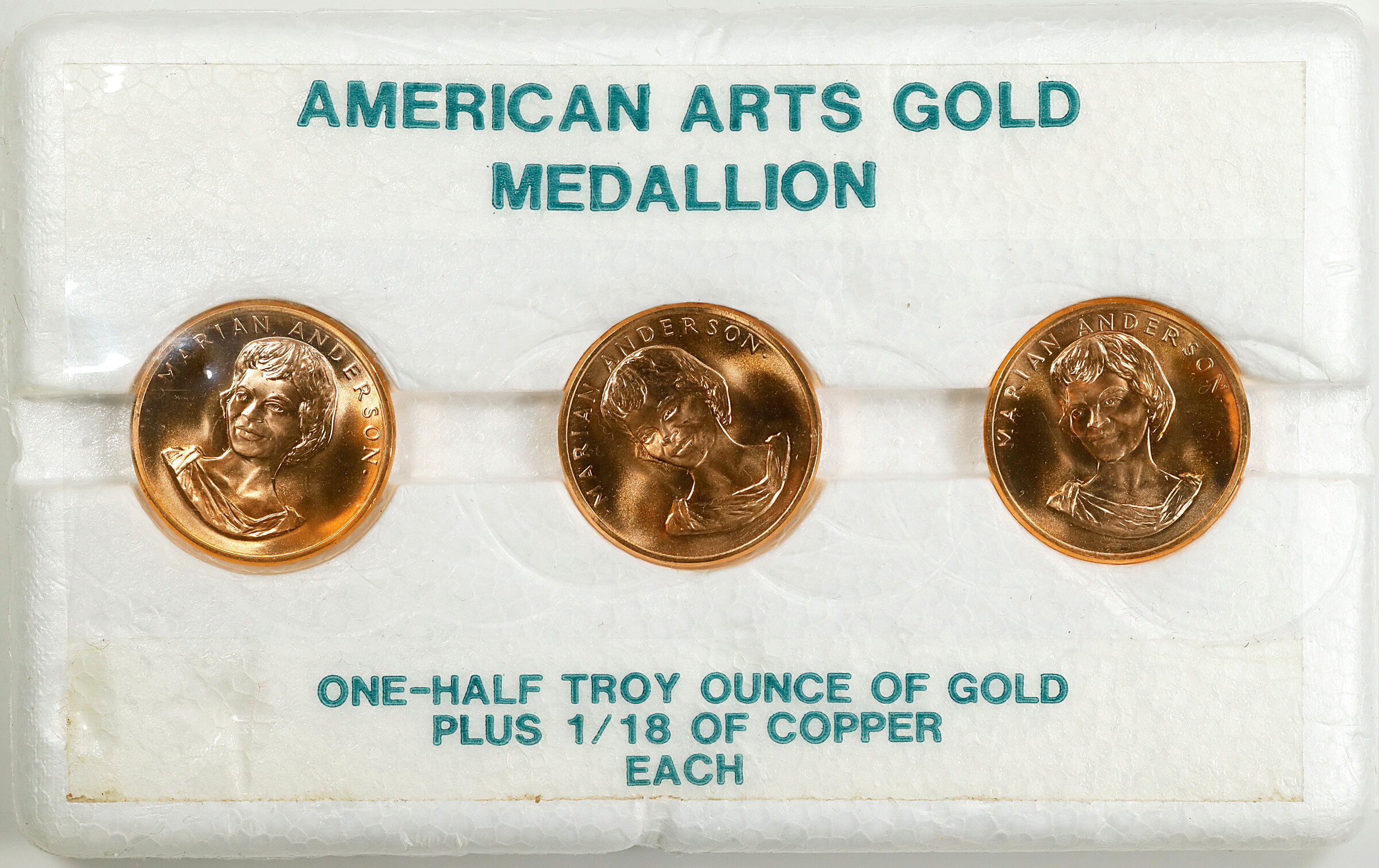 Lot of 3 1980 Half Ounce American Arts Gold Medallions. Marian