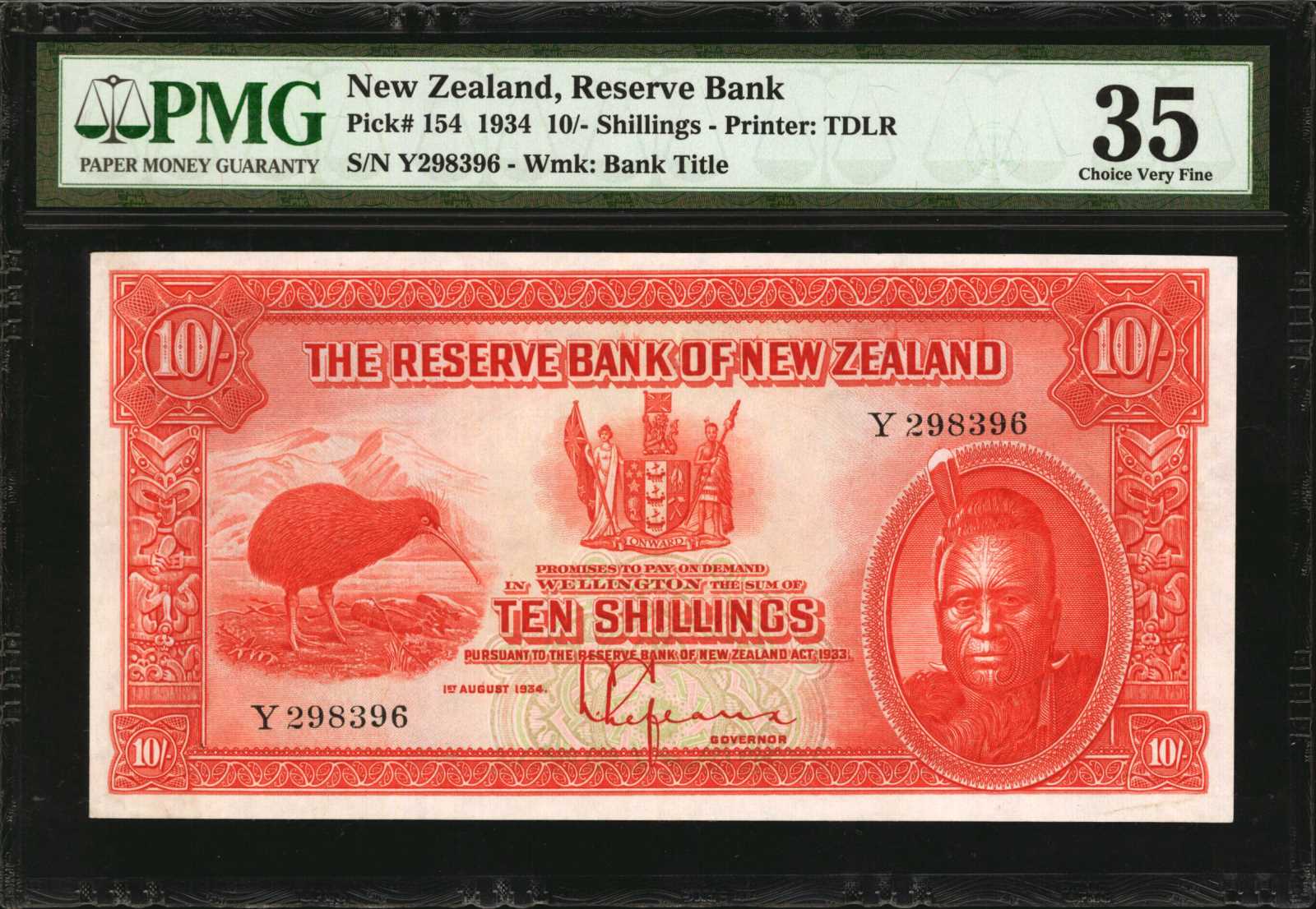 NEW ZEALAND. Reserve Bank of New Zealand. 10 Shillings