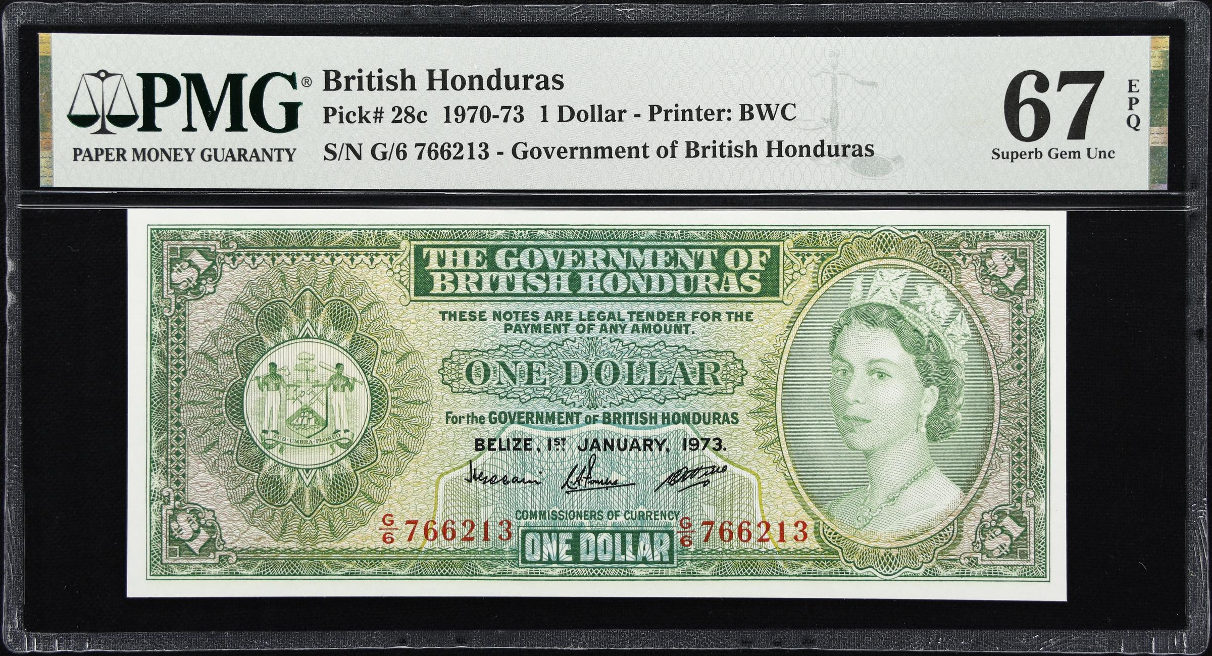 BRITISH HONDURAS. Government of British Honduras. 1 Dollar