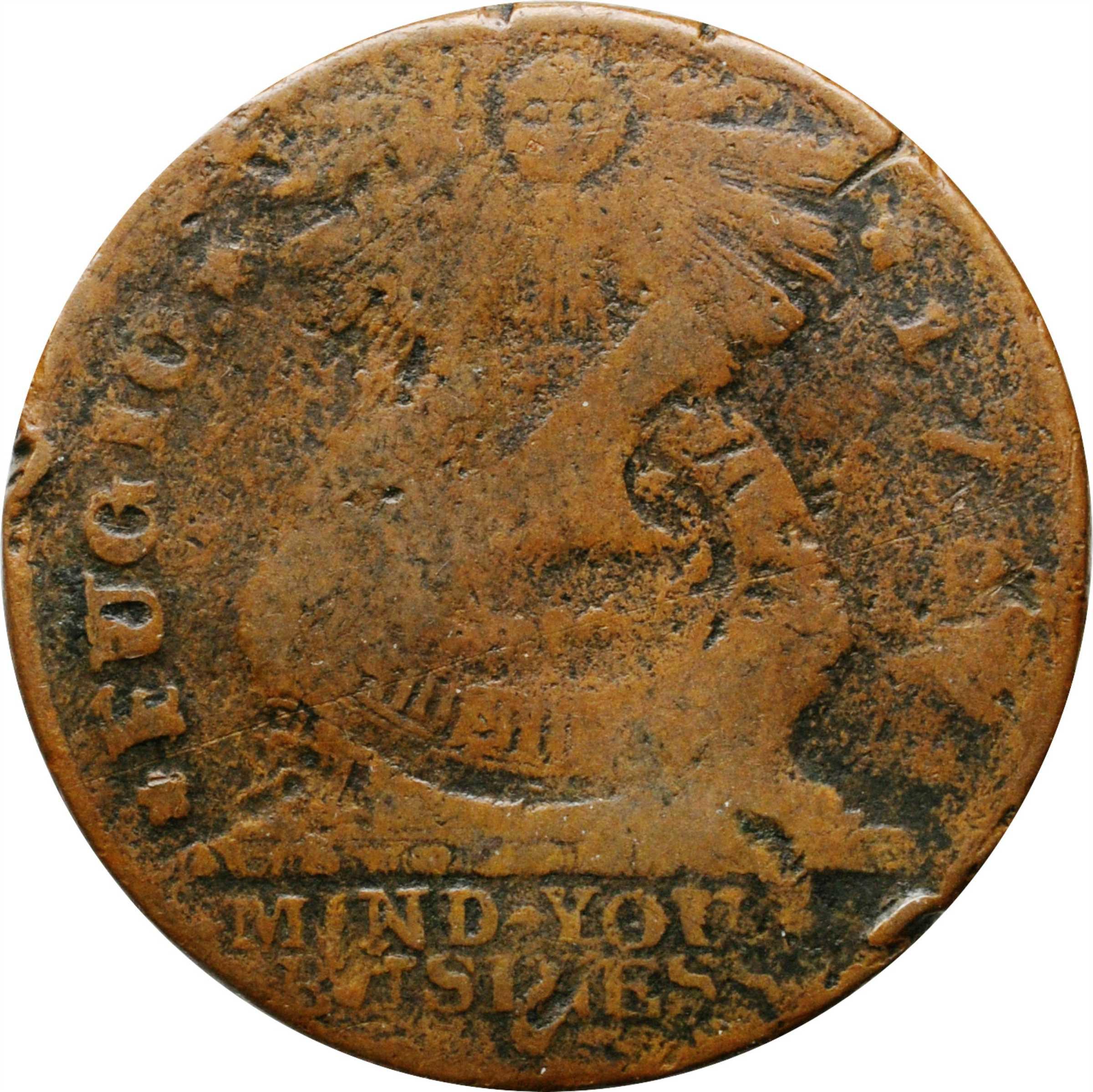 1787 Fugio Copper. Pointed Rays. Newman 19-Z, W-6975. Rarity-5. STATES ...