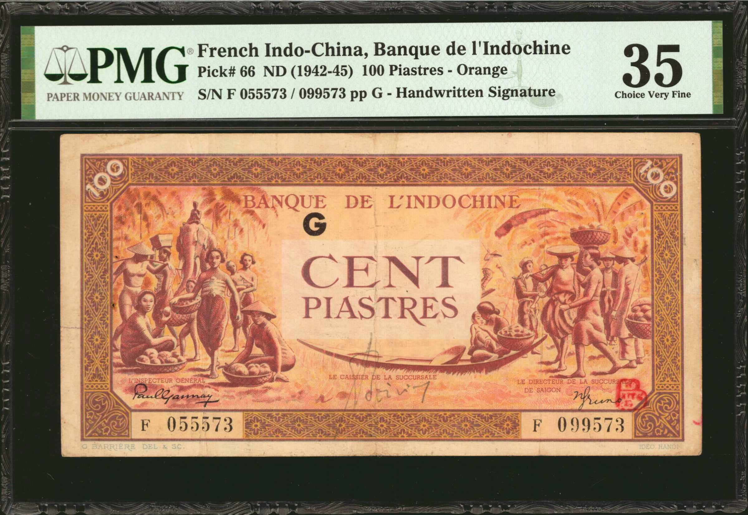 FRENCH INDO-CHINA. Banque de L'Indochine. 100 Piastres, ND (1942