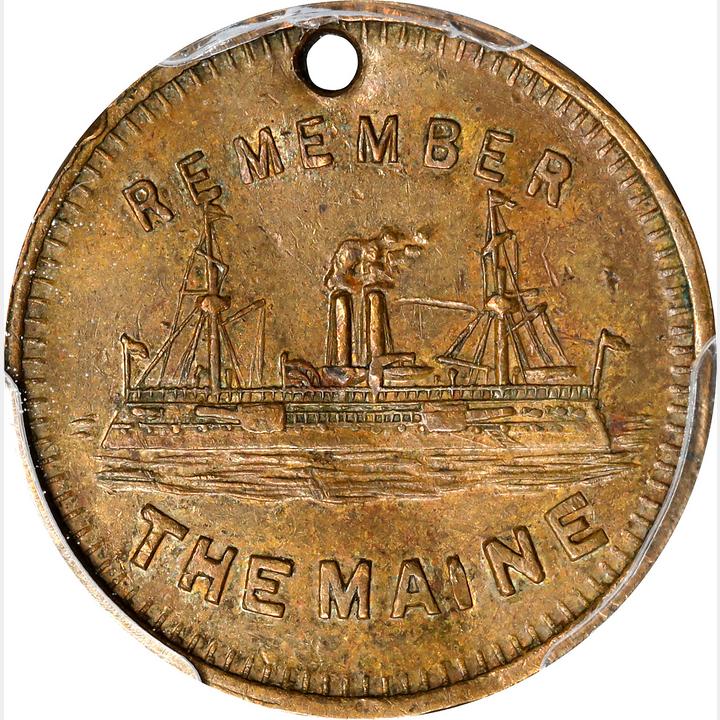 Undated (1898) Remember the Maine / Cuba Must Be Free Token. Brass