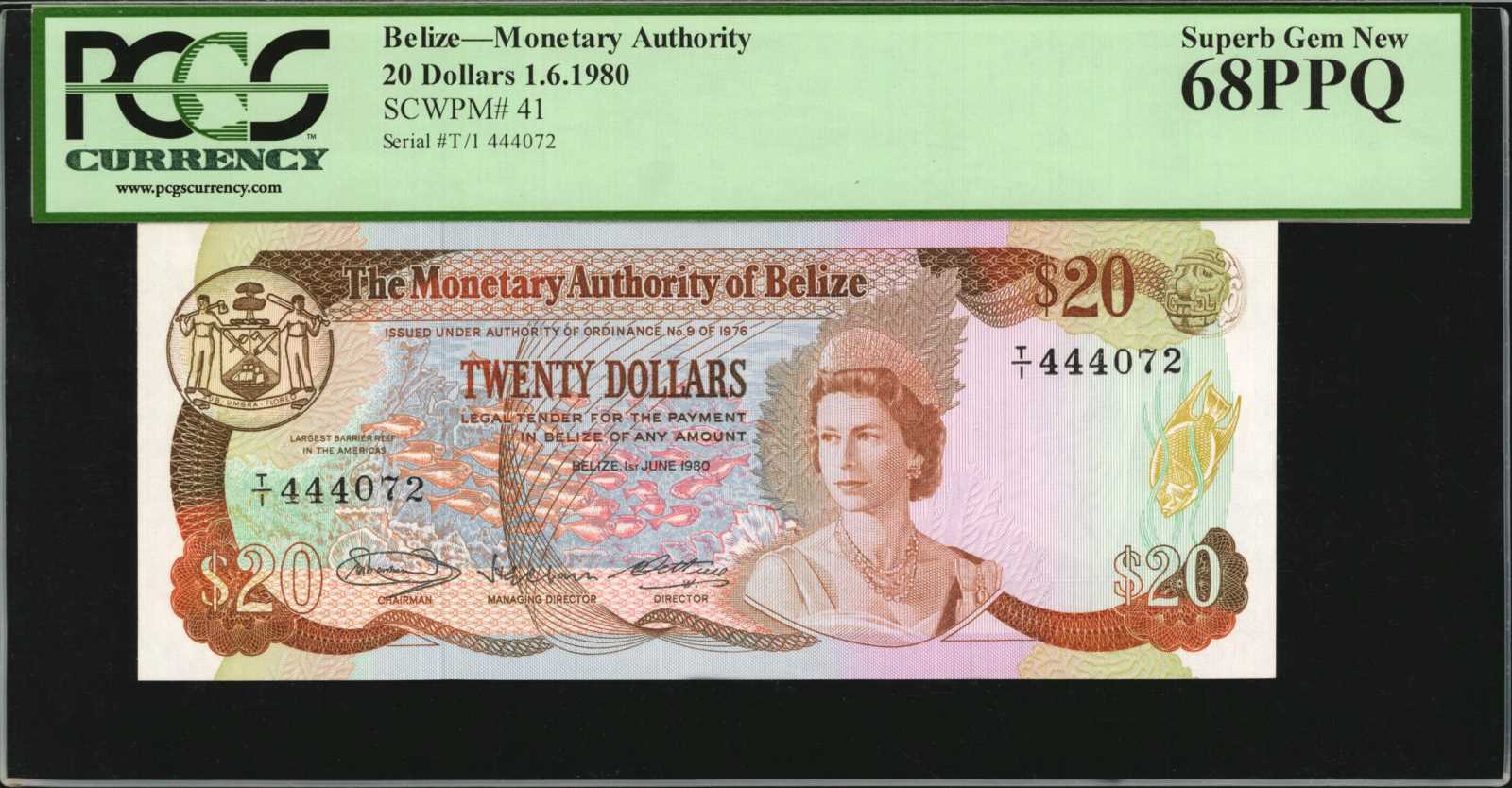 BELIZE. Monetary Authority of Belize. 20 Dollars