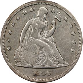 1846 Liberty Seated Silver Dollar. OC-1. Rarity-1. EF Details--Cleaned (PCGS).