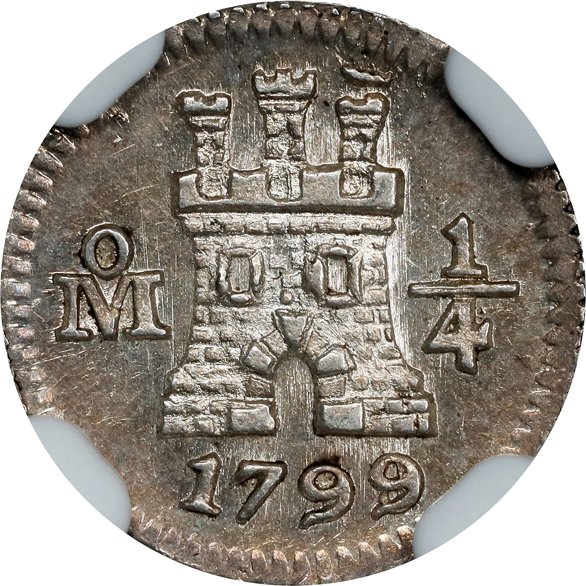 MEXICO. 1/4 Real, 1799/8-Mo. Mexico City Mint. Charles IV. NGC MS
